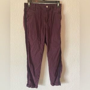 Paige Christy fit purple joggers with drawstring, button, and zipper